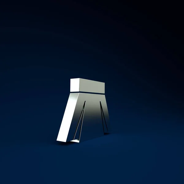 Silver Skirt icon isolated on blue background. Minimalism concept. 3d illustration 3D render.