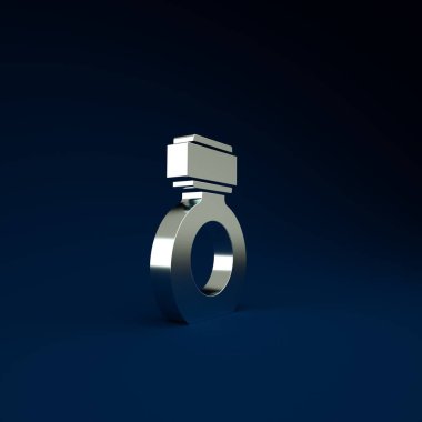 Mavi arka planda Silver Traş losyonu ikonu izole edildi. Parfüm spreyi ikonu. Erkek parfüm şişesi. Minimalizm kavramı. 3d illüstrasyon 3B canlandırma.