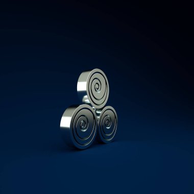 Gümüş havlu rulo ikonu mavi arka planda izole edildi. Minimalizm kavramı. 3d illüstrasyon 3B canlandırma.