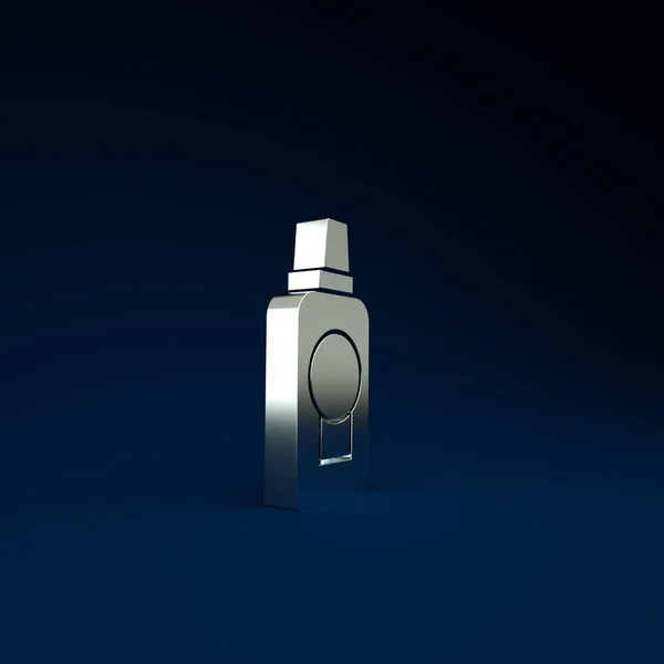 Silber Mundspülung Plastikflasche Symbol Isoliert Auf Blauem Hintergrund Flüssigkeit Zum — Stockfoto