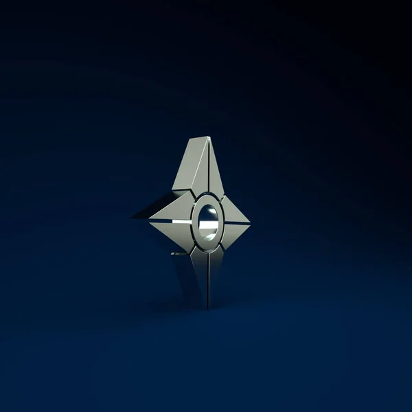 青を基調とした銀の忍者手裏剣のアイコン 最小限の概念 3Dイラスト3Dレンダリング — ストック写真