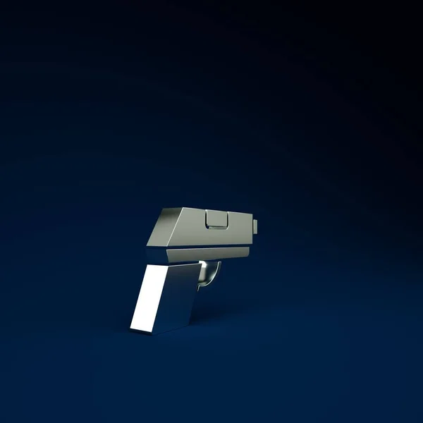 Pistolet Argent Icône Pistolet Isolé Sur Fond Bleu Police Arme — Photo