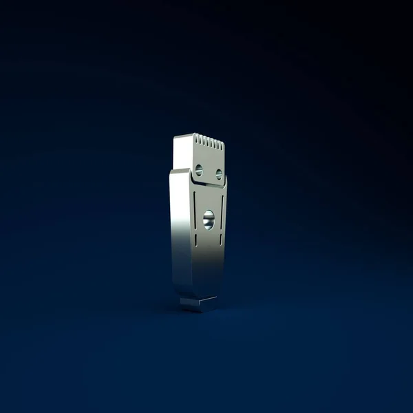 클리퍼 Silver Electrical Clipper Shaver Icon 파란색 배경에 이발소의 상징이지 — 스톡 사진