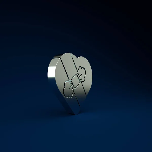 Caramelo Plata Forma Corazón Caja Arco Icono Aislado Sobre Fondo — Foto de Stock