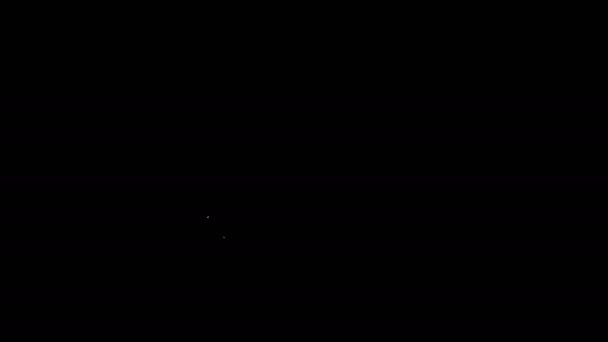 Λευκή γραμμή Sunbed εικονίδιο απομονώνονται σε μαύρο φόντο. Ξαπλώστρα. 4K Γραφική κίνηση κίνησης βίντεο — Αρχείο Βίντεο