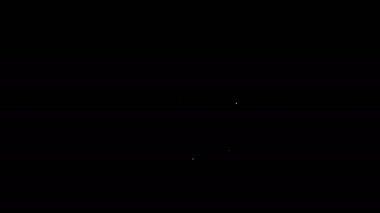 Beyaz çizgi sauna termometre simgesi siyah arkaplanda izole edildi. Sauna ve banyo malzemeleri. 4K Video hareketli grafik canlandırması