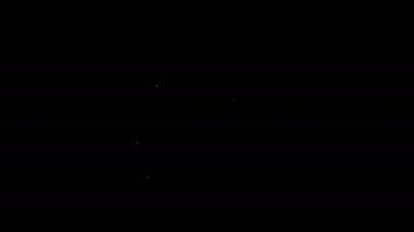 Beyaz çizgi sauna kovası ve kepçe simgesi siyah arka planda izole edilmiş. 4K Video hareketli grafik canlandırması