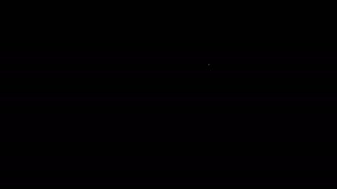 Siyah arkaplanda beyaz çizgi Paw yazdırma simgesi izole edildi. Köpek ya da kedi pençesi izi. Hayvan izleri. 4K Video hareketli grafik canlandırması