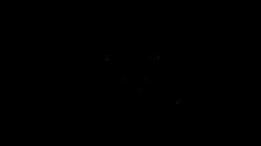 Siyah arka planda izole edilmiş kedi ya da köpek ikonu için beyaz çizgi evcil hayvan yemek kasesi. Köpek ya da kedi pençesi izi. 4K Video hareketli grafik canlandırması