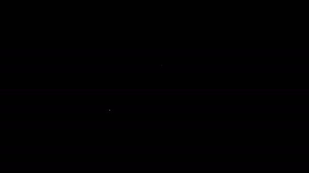 Línea blanca Icono de hueso de perro aislado sobre fondo negro. Mascotas símbolo de comida. Animación gráfica de vídeo 4K — Vídeo de stock