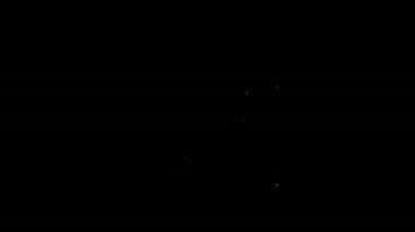 Beyaz çizgi spor salonu ikonu siyah arka planda izole edildi. Spor kulübü. 4K Video hareketli grafik canlandırması