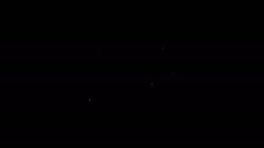 Beyaz çizgi sporu, vücut geliştirme, protein enerji içeceği ve siyah arka planda izole edilmiş yiyecek ikonu. 4K Video hareketli grafik canlandırması
