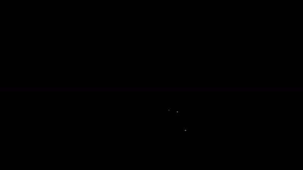 Біла лінія піктограма Kettlebell ізольована на чорному тлі. Спортивне обладнання. 4K Відео рух графічна анімація — стокове відео