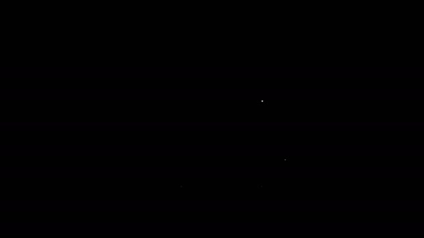 Bílá čára Koupelna váhy ikona izolované na černém pozadí. Měřítko hmotnosti Zařízení. Weight Scale fitness sport koncept. Grafická animace pohybu videa 4K — Stock video