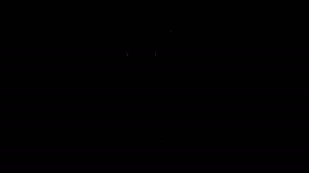 Linea bianca Muta per icona subacquea isolata su fondo nero. Attrezzatura subacquea subacquea. Animazione grafica 4K Video motion — Video Stock