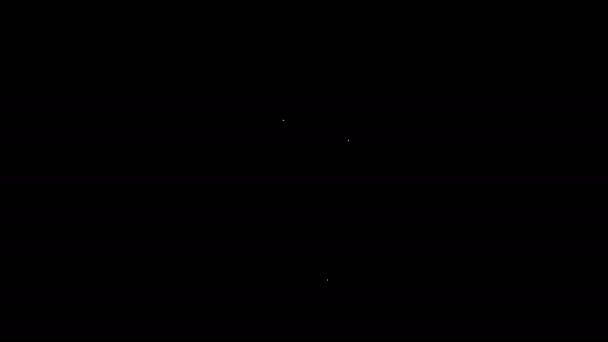 Biała linia Scallop ikona muszli morskich izolowane na czarnym tle. Znak Seashella. 4K Animacja graficzna ruchu wideo — Wideo stockowe