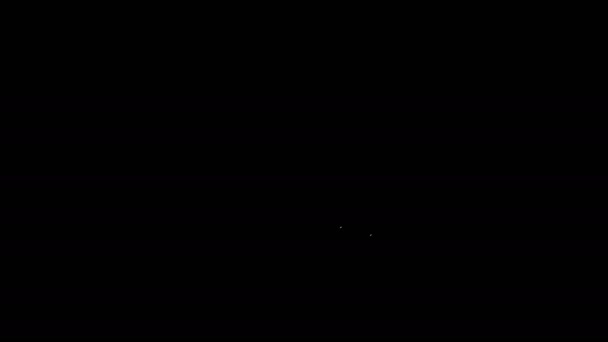 Biała linia Wieloryb ogon w ikonie fali oceanicznej izolowane na czarnym tle. 4K Animacja graficzna ruchu wideo — Wideo stockowe