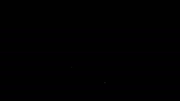 Línea blanca Icono de capucha de buceo aislado sobre fondo negro. Sombrero de pesca submarina capucha de invierno. Equipo submarino de buceo. Animación gráfica de vídeo 4K — Vídeos de Stock