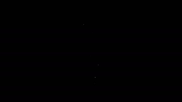 Ligne blanche Icône de jauge isolée sur fond noir. Satisfaction, température, manomètre, risque, note, performance, tachymètre de vitesse. Animation graphique de mouvement vidéo 4K — Video