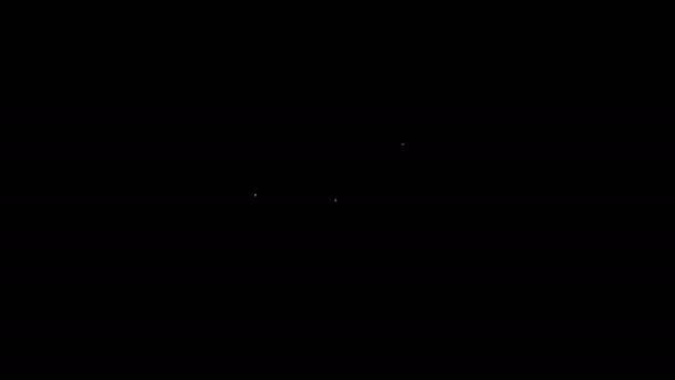 Weiße Linie Jakobsmuschel Muschelsymbol isoliert auf schwarzem Hintergrund. Muschelschild. 4K Video Motion Grafik Animation — Stockvideo