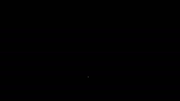 Λευκή γραμμή Scallop θάλασσα κέλυφος εικονίδιο απομονώνονται σε μαύρο φόντο. Πινακίδα Seashell. 4K Γραφική κίνηση κίνησης βίντεο — Αρχείο Βίντεο