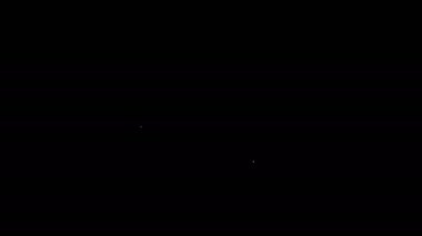 Yüzme ikonu için beyaz çizgi gözlük ve şapka siyah arka planda izole edilmiş. Yüzme şapkası ve gözlükleri. Su altı ekipmanları. 4K Video hareketli grafik canlandırması