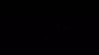 Dünya 'nın simgesini tutan beyaz çizgili insan elleri siyah arka planda izole edilmiş. Dünya kavramını sakla. 4K Video hareketli grafik canlandırması