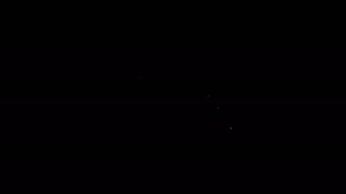 Beyaz çizgi petrol tankeri simgesi siyah arkaplanda izole edildi. 4K Video hareketli grafik canlandırması