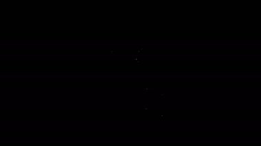 Dünya 'nın simgesini tutan beyaz çizgili insan elleri siyah arka planda izole edilmiş. Dünya kavramını sakla. 4K Video hareketli grafik canlandırması