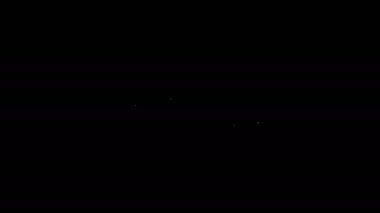 Beyaz çizgi ağaç simgesi siyah arkaplanda izole edildi. Orman sembolü. 4K Video hareketli grafik canlandırması