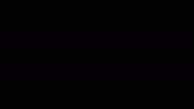 Beyaz çizgi pasta simgesi siyah arkaplanda izole edildi. Doğum günün kutlu olsun. 4K Video hareketli grafik canlandırması