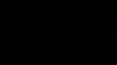 Beyaz çizgi pasta simgesi siyah arkaplanda izole edildi. Doğum günün kutlu olsun. 4K Video hareketli grafik canlandırması