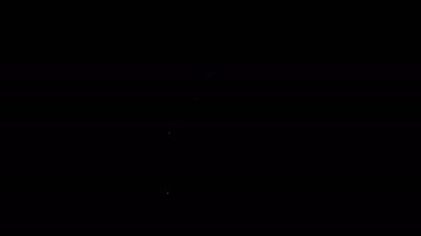 Beyaz çizgi pasta simgesi siyah arkaplanda izole edildi. Doğum günün kutlu olsun. 4K Video hareketli grafik canlandırması