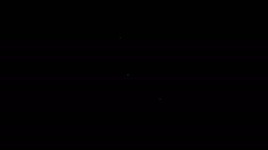 Siyah arkaplanda beyaz çizgili Hotdog sandviç ikonu var. Sosis ikonu. Fast food burcu. 4K Video hareketli grafik canlandırması