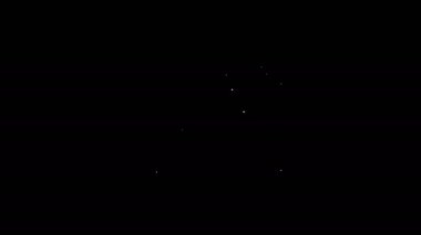 Beyaz çizgi borsa haber simgesi siyah arkaplanda izole edildi. Gazete tabelası. Kitle iletişim sembolü. 4K Video hareketli grafik canlandırması