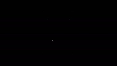 Siyah arkaplanda beyaz çizgi Tevrat kaydırma simgesi izole edildi. Genişletilmiş Yahudi Tevrat 'ı. David 'in Yıldızı sembolü. Eski parşömen tomarı. 4K Video hareketli grafik canlandırması