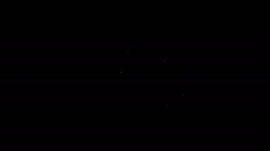 Beyaz çizgi pasta simgesi siyah arkaplanda izole edildi. Doğum günün kutlu olsun. 4K Video hareketli grafik canlandırması