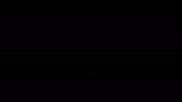 Icona Aqualung linea bianca isolata su sfondo nero. Serbatoio di ossigeno per subacquei. Attrezzature subacquee. Sport estremi. Attrezzatura subacquea subacquea. Animazione grafica 4K Video motion — Video Stock