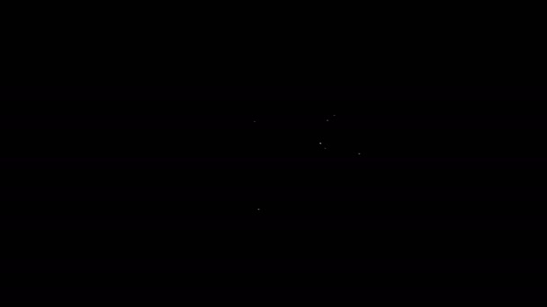Linea bianca Mani umane che tengono l'icona del globo terrestre isolata su sfondo nero. Salva il concetto di terra. Animazione grafica 4K Video motion — Video Stock