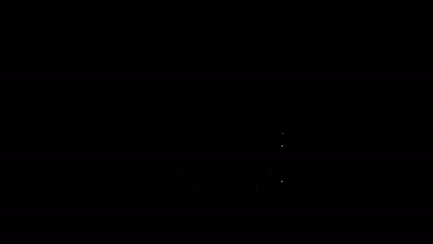 Weiße Linie Zigarettensymbol isoliert auf schwarzem Hintergrund. Tabakzeichen. Raucher-Symbol. 4K Video Motion Grafik Animation — Stockvideo