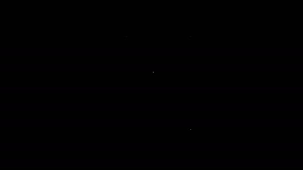 Linea bianca Icona sacchetto di plastica isolato su sfondo nero. Cellofano usa e getta e cartello di divieto del pacchetto di politene. Animazione grafica 4K Video motion — Video Stock