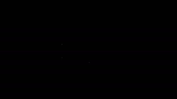 Белая линия Кэнди в форме сердца коробки и значок банта изолированы на черном фоне. День Святого Валентина. Видеографическая анимация 4K — стоковое видео