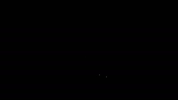 Línea blanca Smartphone con símbolo de dólar icono aislado sobre fondo negro. Concepto de compras online. Icono financiero del teléfono móvil. Pago en línea. Animación gráfica de vídeo 4K — Vídeos de Stock
