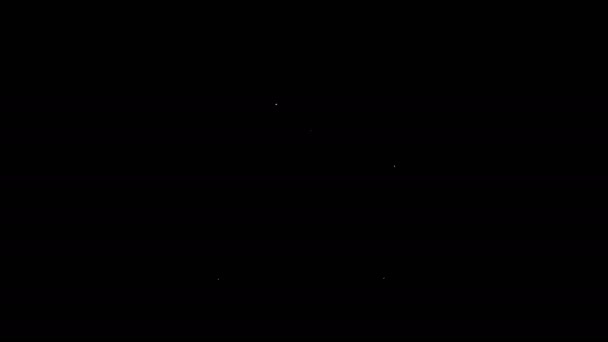 Vit linje judisk kippah med stjärna David och sidelocks ikon isolerad på svart bakgrund. Judisk yarmulkehatt. 4K Video motion grafisk animation — Stockvideo