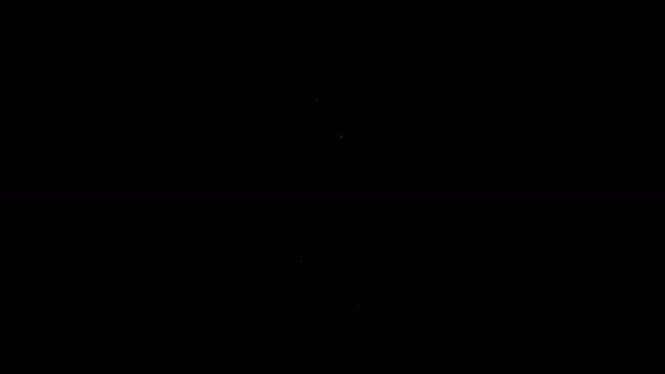 Linha branca Vela em chamas no ícone do castiçal isolado no fundo preto. Vela acesa à moda antiga. Vela cilíndrica com chama ardente. Animação gráfica em movimento de vídeo 4K — Vídeo de Stock