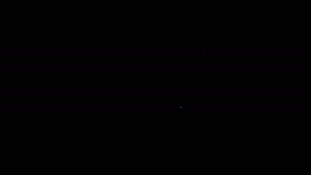 Ligne blanche bâtiment de la synagogue juive ou icône du temple juif isolé sur fond noir. Construction hébraïque ou judaïsme avec étoile David. Animation graphique de mouvement vidéo 4K — Video