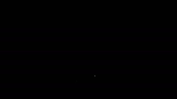 Línea blanca Icono de Hanukkah menorah aislado sobre fondo negro. Hanukkah símbolo tradicional. Religión navideña, festival judío de las Luces. Animación gráfica de vídeo 4K — Vídeos de Stock