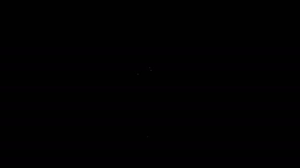Fehér vonal Hanukkah dreidel ikon elszigetelt fekete háttérrel. 4K Videó mozgás grafikus animáció