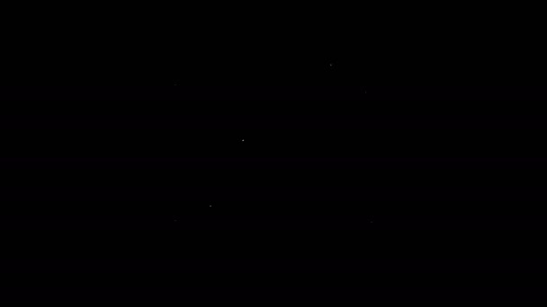 Bílá čára Tóra rolovat ikonu izolované na černém pozadí. Židovská Tóra v rozšířené podobě. Davidova hvězda. Starý pergamenový svitek. Grafická animace pohybu videa 4K — Stock video