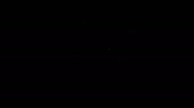 Siyah zemin üzerinde şerit simgesi olan beyaz çizgi balonları. Mutlu Noeller ve mutlu yıllar. 4K Video hareketli grafik canlandırması